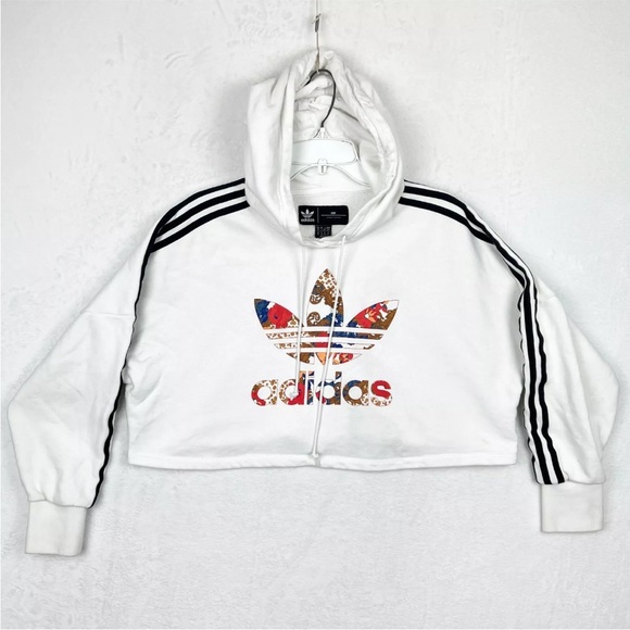 Adidas x Her Womens Cropped Boxy Hoodie Sz S - White - Picture 2 of 9